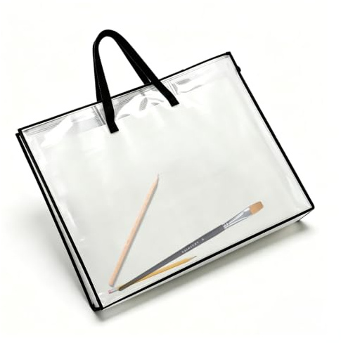 Pyralidsg ritmapp A2, praktisk A2 med handtag och dragkedja, vattentät och fuktbeständig mapp, för skola, kontor och konstnärer (64,5 x 48 cm, vit)