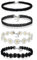 JewelryWe Schmuck 4 Stück Damen Hoker Halskette Set Gothic Tattoo Spitze Choker Ketten Stretch Samt Classic Weiss kleine Daisy Halsband, schwarz, Schwarz