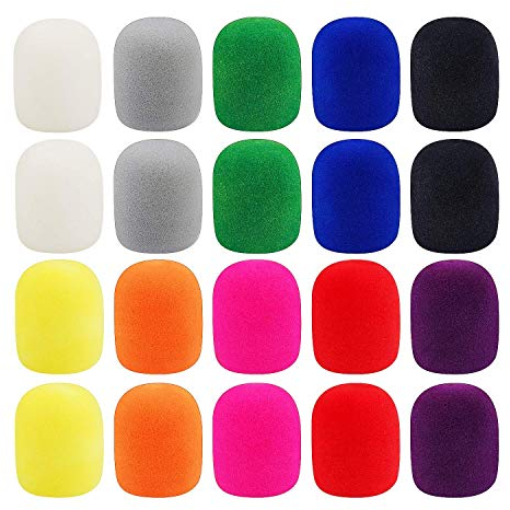 Augshy Microphone Foam Covers, 20 Pack Thick Handheld Stage Cover for Karaoke DJ - Disposable (10 Colors)