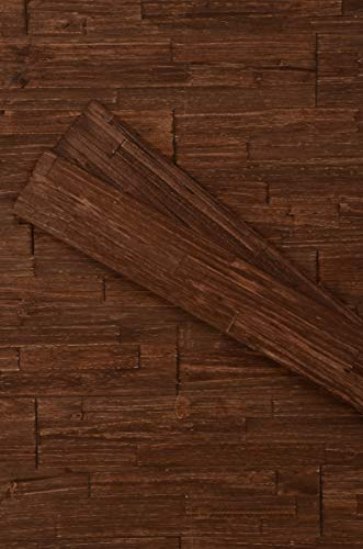 mywoodwall 3D Wandverkleidung Holz Braun Inkl Doppelseitiges Klebeband Chestnut Moderne Wandpaneele Selbstklebend Vintage Wohnzimmer Schlafzimmer Garderobe