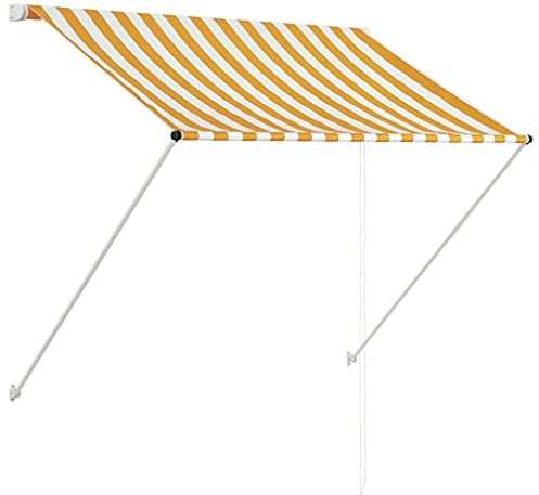 vidaXL Toldo Retráctil 150x150 cm Amarillo Blanco Marquesina Techo Protector