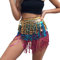 Wuchieal Pailletten Glitzer Rock Bauchtanz Hüfttuch Kostüm Quaste Outfits Gürtel Festival Kleidung (Regenbogen, One Size)
