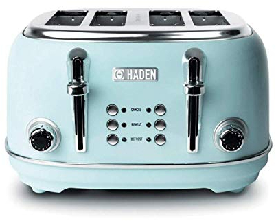 Haden Heritage Toaster - Electric Stainless-Steel Toaster, 1370-1630W, Four Slice, Turquoise