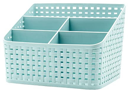 Fai Top Aufbewahrungskorb, Kosmetik Box, Organizer, Kunststoff, Aufbewahrungsbox für Schreibtisch, Büro, Schlafzimmer, Arbeitsplatte, Zuhause, Plastik, blau, 5 Grid