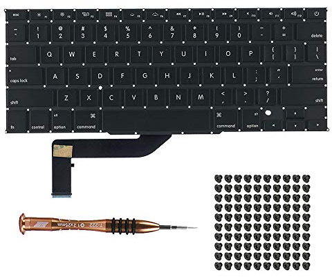 Willhom - Teclado con tornillos y destornillador, repuesto para MacBook Pro Retina 15 A1398 (mediados de 2012- mediados de 2015)