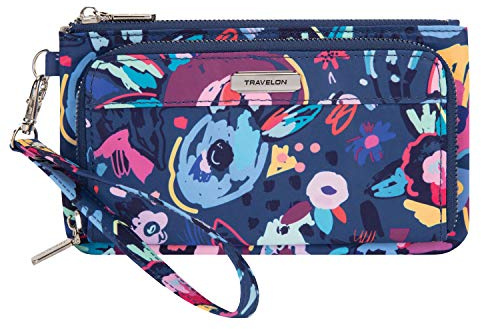 Travelon RFID-blockierende Handy-Clutch-Brieftasche, Mod Floral, 8.25 x 4.5 x 1, RFID-blockierende Handy-Clutch-Brieftasche