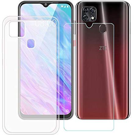 TTJ Durchscheinend Hülle für ZTE Blade 10 Smart + HD Panzerglas, Handyhülle Silikon Schutzhülle Cover TPU Case Handytasche - Panzerglasfolie Schutzfolie für ZTE Blade 10 Smart (6,49)