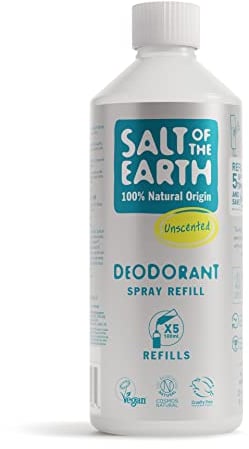 Salt Of The Earth Natürliches Deospray Nachfüllpack, Geruchlos, Ohne Parfüm - Vegan, Langanhaltender Schutz, Ohne Tierversuche - 500 ml