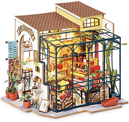 Rolife Maison De Poupée 3D Modèle De Bricolage avec des Lumières Miniature en Bois Kits-Top Cadeaux pour Les Filles-Enfants 14 15 16 17 18 Ans Jusqu'à Jouets (Emily's Flower Shop)