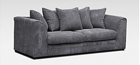 HHI New Jumbo Cord Corner Sofa, 3+2 Seater sofa Settee, Full Jumbo Cord Fabric in Grey, sofa sets for living room 3 2 (Grey, 3 Seater Sofa)