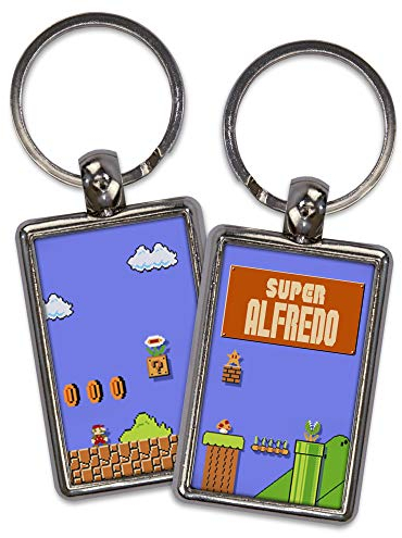 Porte-clés Mario Bros. Cadeau original pour les geeks. Porte-clés personnalisé. Image sur les deux côtés. Forme rectangulaire. Différents modèles disponibles. Mario Bros.