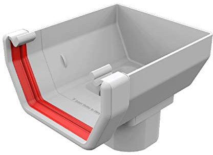 White Square Gutter Stop End Outlet, Freeflow 114mm Rain Water Systems