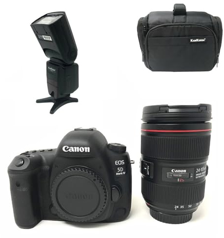 KamKorda Camera Bag + Flash + 5D Mark IV DSLR Camera + EF 24-105mm f/4L IS II USM lens,30.4MP Full-Frame CMOS Sensor, DIGIC 6+ Image Processor + 2 Year Warranty
