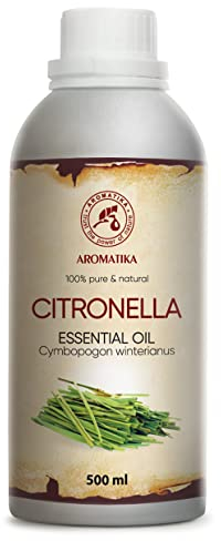 Citronellaöl - 500ml - Cymbopogon Winterianus - Naturreines Ätherisches Citronella Öl für Schönheit - Aromatherapie - Duftlampe -Diffuser - Sauna - Raumduft - Körperpflege
