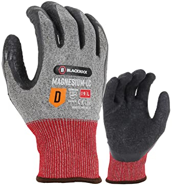 Blackrock Magnesium-LC Cut Resistant Non-Slip Latex Gripper Safety Work Gloves, Near Knife Proof, Whittling, for Men and Women, Max Cut 5 Gloves, Metal Handling - Size 9/Large