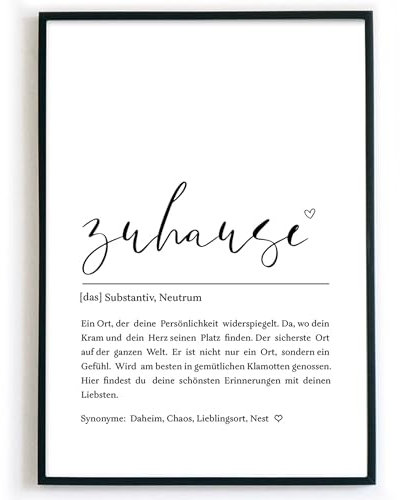 Zuhause Definition Bild – Geschenk für Familie & Freunde zum Geburtstag, Weihnachten, Einzug, Umzug, Richtfest, Weihnachtsgeschenk, Poster Einzugsgeschenk, Mitbringsel
