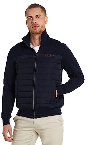 Tommy Hilfiger Herren Strickjacke Cardigan mit Reißverschluss Mix Media Zipper, Blau (Desert Sky), S
