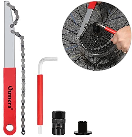Oumers Outil de démontage de Cassette de vélo avec Fouet à chaîne et clé à chaîne Outils de démontage de pignon de vélo