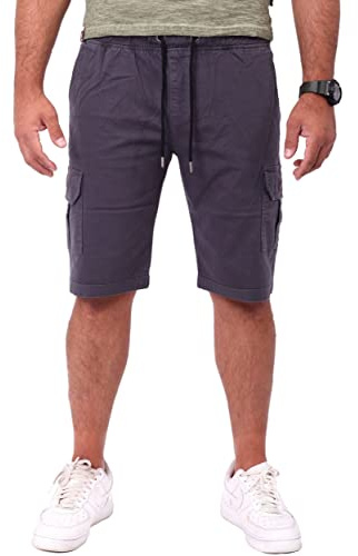 Reslad Cargoshorts Kurz Männer l Kurze Hose Herren - Shorts Herren mit Taschen l Bermuda Chino Cargo-Hose RS-2025 Anthrazit W30