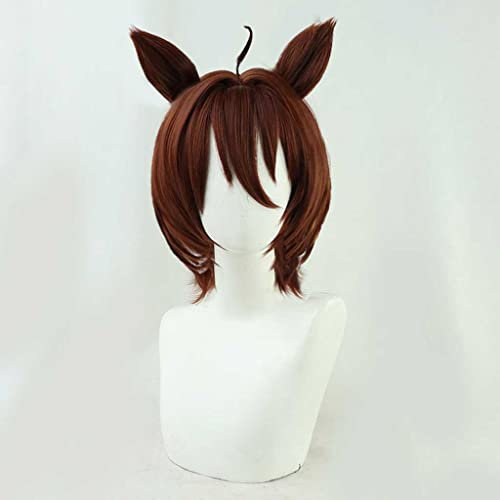 Cosplay Perücke,Uma Musume Pretty Derby Agnes Tachyon Cosplay Perücke,Short Brown Perücke,Mit Kostenloser Perückenkappe,Halloween Kostüm Perücke,für Party Karneval Weihnachten