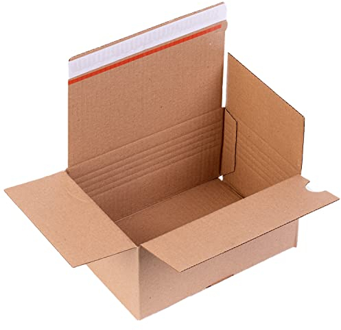smiley pack 30 Stück Automatikboden Karton 230 x 165 x 115 mm Fix Aufrichtekarton mit Selbstklebeverschluss und Aufreißfaden Versandschachtel Versandkarton Verpackungskarton Versandbox
