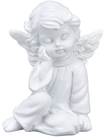 Hapivida Cherubs Angels Figur 5,5 × 6 cm Weiß Harz Engels Figuren Deko Engel Figur Cherub Statue Entzückende Schutzengel Skulptur für den Innen und Außenbereich Heimdekoration (#2)