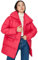 Trendyol Chaqueta de Invierno de Gran tamaño Liso con Cuello de Solapa Abrigo, Fucsia, L para Mujer