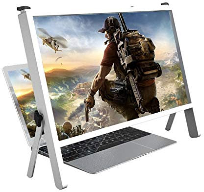 KITCISSL 21in Multi-Szene Zoom 3D Film Verstärker, Premium HD 3D Bildschirm Lupe Smartphone Bildschirmvergrößerung Vergrößerung Telefon Notebook Tablet Projektor Einstellwinkel (Color : White)