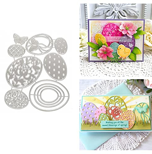 7-teiliges Set Ostereier, Metall-Stanzformen, Blume, Schmetterling, Eier, Rahmen, Stanzformen, Schablonen, Basteln, Karten, Schnitte für DIY, Präge, dekorative Papierformen, Scrapbooking
