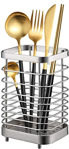 ADWOLT Küchenutensilienhalter Edelstahl Küchenutensilien Organizer Küche Besteckkorb Tisch Besteckhalter,Besteckständer für Arbeitsfläche Küche
