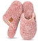 EverFoams Damen Scuff Hausschuhe Gemütlich Weiches Flauschiges Kunstalpaka Memoryschaum Leichte Rutschfeste Pantoffeln Rosa, 36-37 EU
