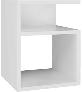 VBChome Nachttisch 30 x 30 x 40 cm Weiß Nachttisch mit 2 Fächer für das Schlafzimmer offene Regale Büro Zimmer Modern Weiß