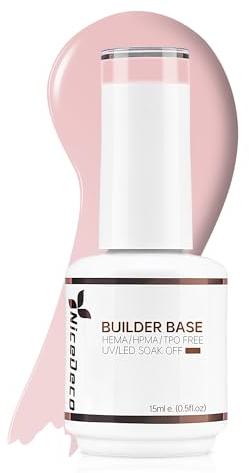 Nicedeco 8 in 1 Builder Base Strengthening Gel 15ml, UV/LED Clear Building Nail Gel in a Bottle,Gel Polish Nail Repair Nail Strengthen 014