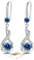 Dark Blue Drop Earrings for Women Dangling, Sterling Silver Dangle Earrings Christmas Earrings, Silver Dangly Earrings Sapphire Earrings September Birthstone Jewellery Gifts for Mum