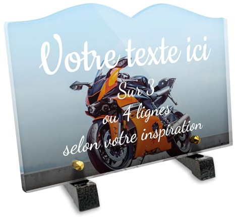 Gedenktafel aus Plexiglas, Motiv Motorrad Rennen, verschiedene Größen, Stärke 6 mm, personalisierbar, 22 x 15 cm