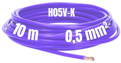 Kalitec Cavo di Cablaggio Flessibile in PVC H05V-K, 10 Metri, 0,5 mm², Monofilo, Ignifugo