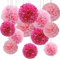 CC wonderland zone Lot de 12 Pompons Papier de Soie Rose pour Décoration Suspendre de Plafond de Fête(Rose Chaud, Rose et Rose Clair)