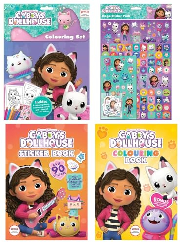 Anila's Gabby's Dollhouse Activity Set with Colouring Set, Stickers, Sticker Book & Colouring Book.