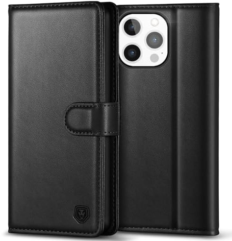 Kuafcase Compatible for iPhone 13 Pro Case with 4 Card Slots Magnetic Closure Kickstand Shockproof Protective Phone Case Compatible for iPhone 13 Pro - Black