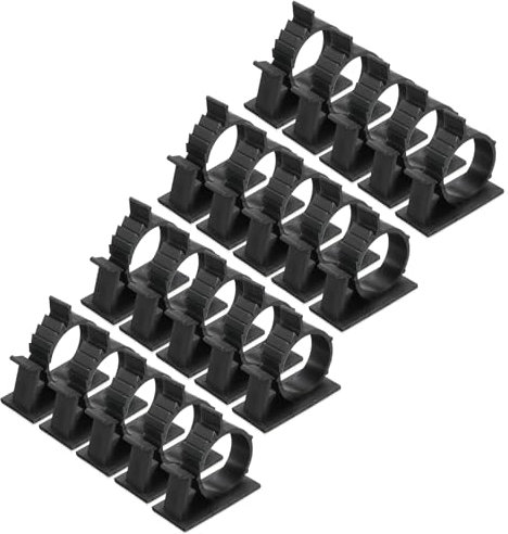 sourcing map 25Pcs Cable Management Clips, 22-25mm Dia Self Adhesive Nylon Wire Holder, Adjustable Organizer Clamp for PC Desk Office, Black