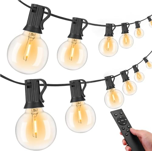 LED Lichterkette Außen Dimmbar Strom - 45M 58+2 G40 Glühbirnen 3 Modus mit Fernbedienung IP44 Wasserdicht Outdoor Lichterketten für Garten Balkon Terrasse Party Camping