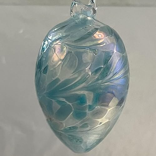 1 Glas Ei zum hängen mundgeblasen türkis klar Osterei zum hängen Osterdekoration Höhe 8,5 cm Durchmesser 4,8 cm