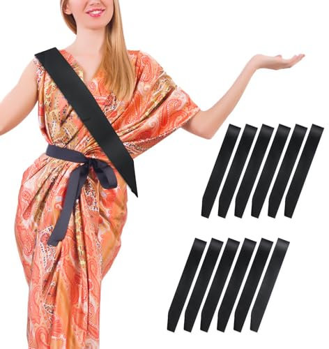12 DIY Plain Satin Sash,Blank Satin Schärpen,Schärpe Schwarz Schärpen,Schärpe Bedrucken,Schärpe Junggesellinnenabschied,Einfarbige Schärpen Zum Dekorieren Von Festzügen,Blank Hen Night Party Schärpen