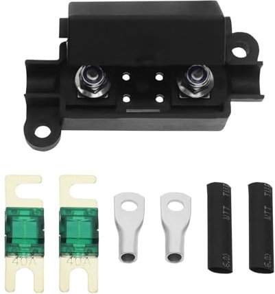 YINETTECH 1 Set Porte-fusibles de Voiture avec Écrous de Blocage Fusibles Midi Bornes à Anneau Gaine Thermorétractable pour Motos Voitures Camions Véhicules Porte-fusible de Sécurité 40A