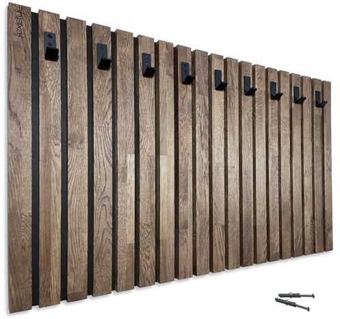 FLEXISTYLE Kleiderhaken Holz Eiche Braun – Wandgarderobe Paneel 100x60 cm, Garderobenhaken, Flurgarderobe, Wandhaken, Garderobe Flur, Garderobe Holz, Garderobe Eiche, Wandgarderoben Panelle