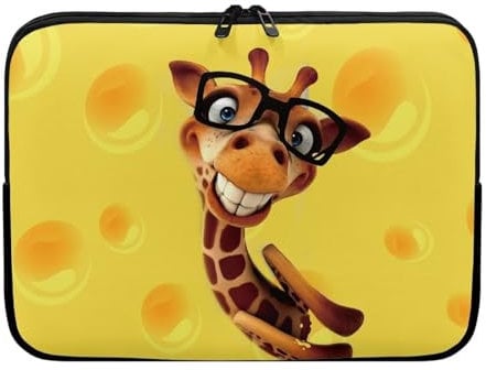 UOIMAG Funny Giraffe Laptop Case for Boys Girls Netbook and Tablet Carrying Bag 15 Inch Shockproof Computer Bag