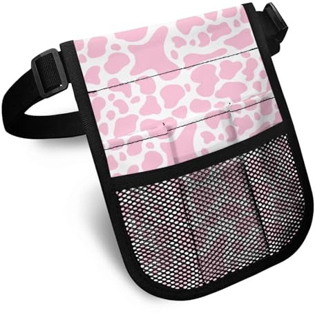 Nopersonality Krankenschwester-Bauchtasche mit Taschen für medizinische Ausrüstung, Krankenschwester-Gürteltasche mit verstellbarem Hüftgurt, für Stethoskope, Verbandscheren, Rosa Kuh, Einheitsgröße