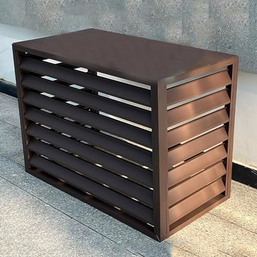 LSHFYV Sichtschutzzaun für Klimaanlagen, Aluminium-Abdeckung für Klimaanlage und Wärmepumpe, Regal-Pflanzenständer, Mini-Split-AC-Abdeckung für Außeneinheit,Brown-100 * 50 * 70cm/40 * 20 * 28in