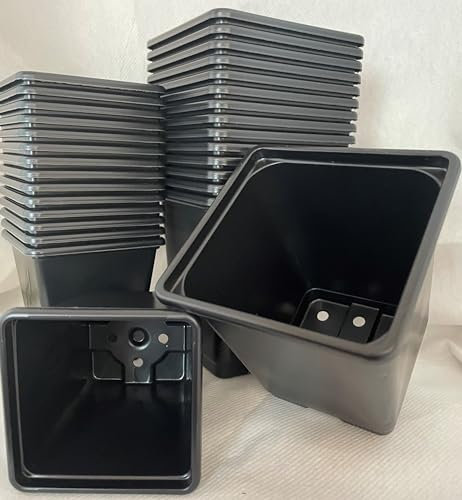 Pack of 25 Square Plastic plant Pots, 7cm, 9cm, 11cm, Pressure formed pots, (9cm Pack of 25 Square Plastic plant Pots)