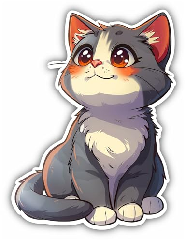 Samunshi® Süße Kawaii Katze als Sticker Anime Tiere Autoaufkleber für Motorrad Fahrrad Roller oder Auto Sticker Fahrrad Mtb Mountainbike Rennrad Cartoon Retro Aufkleber 8x10cm